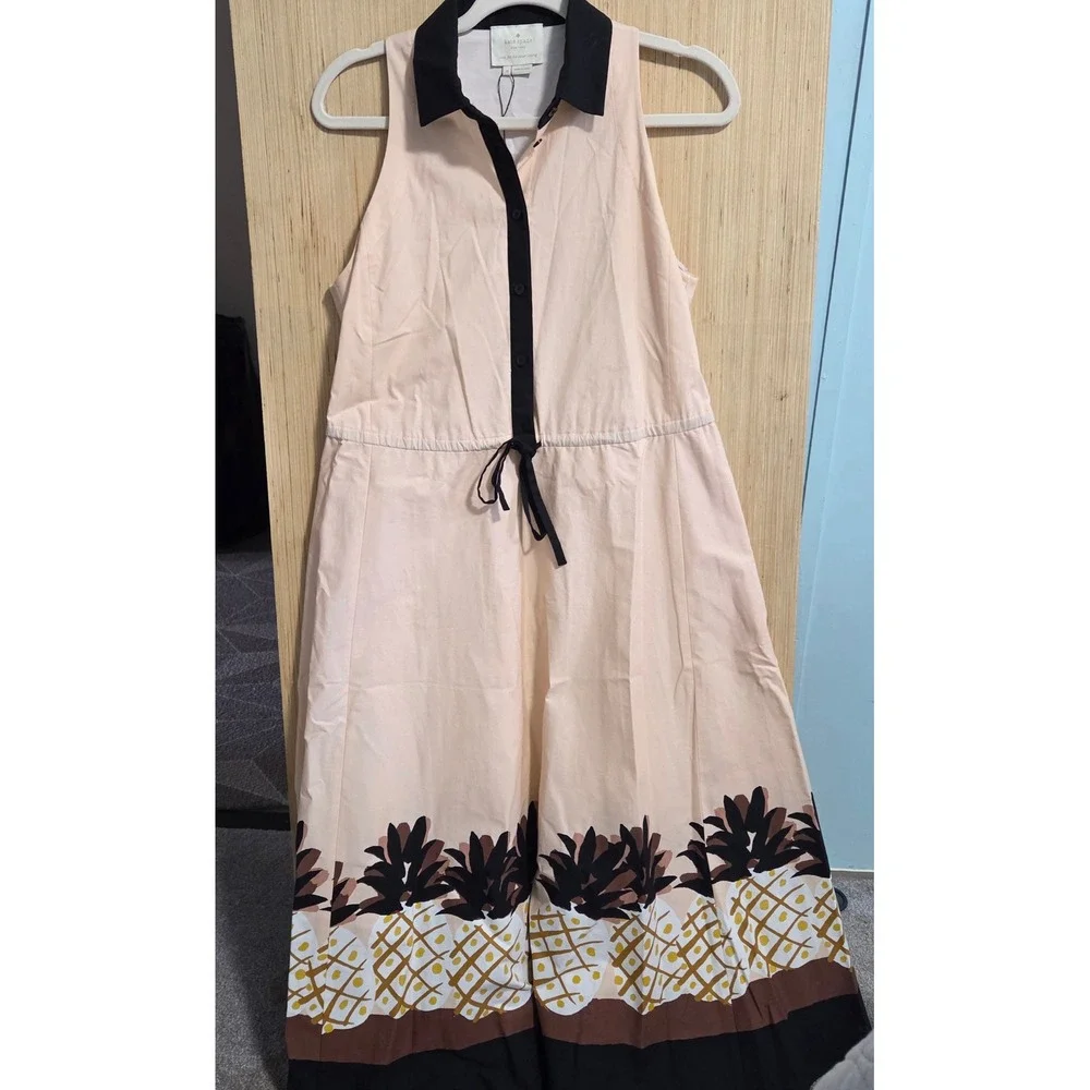 Kate Spade Size M Pineapple Patch Shirt Dress Print‎ Sleeveless Peachy Pink